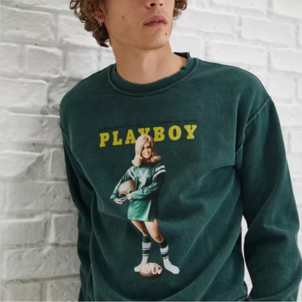 Urban Outfitters Crewneck Playboy Collegiate Football Crew Neck Sweatshirt Small